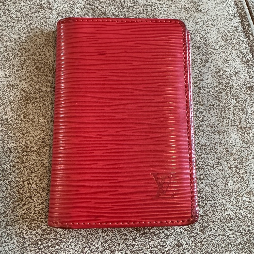 Vintage Louis‎ Vuitton Red Epi Pocket Organizer Card Holder France